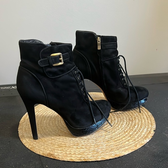 SamEdelmam Suede Leather Ankle Platform Booties Size 10 - Picture 2 of 10